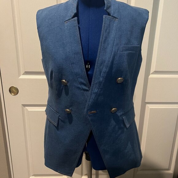NWT Veronica Beard Amika Vest (Cosmo Blue) Size 10 US (Matching Pants in Closet) - Picture 3 of 11